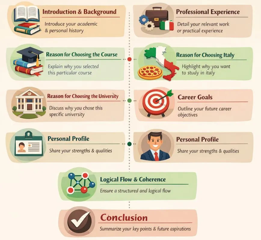Main elements for SOP of Italy study visa